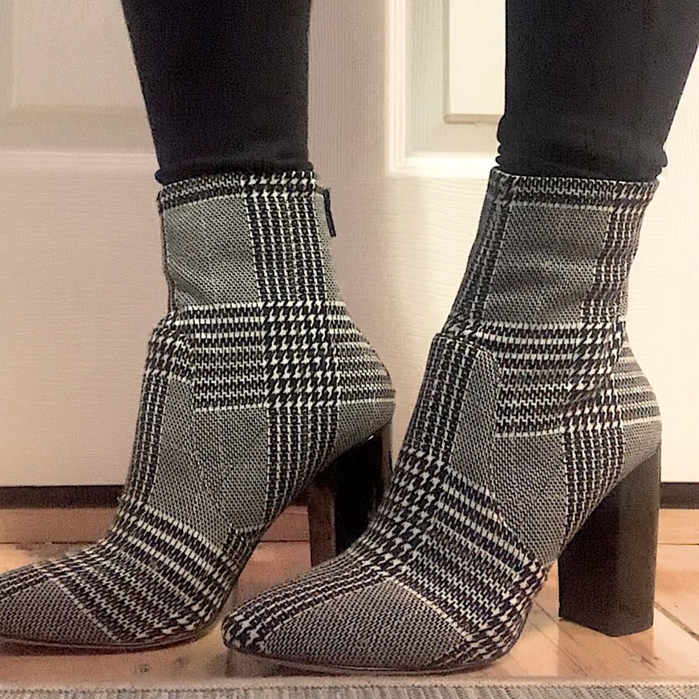 Black and White Plaid Boots